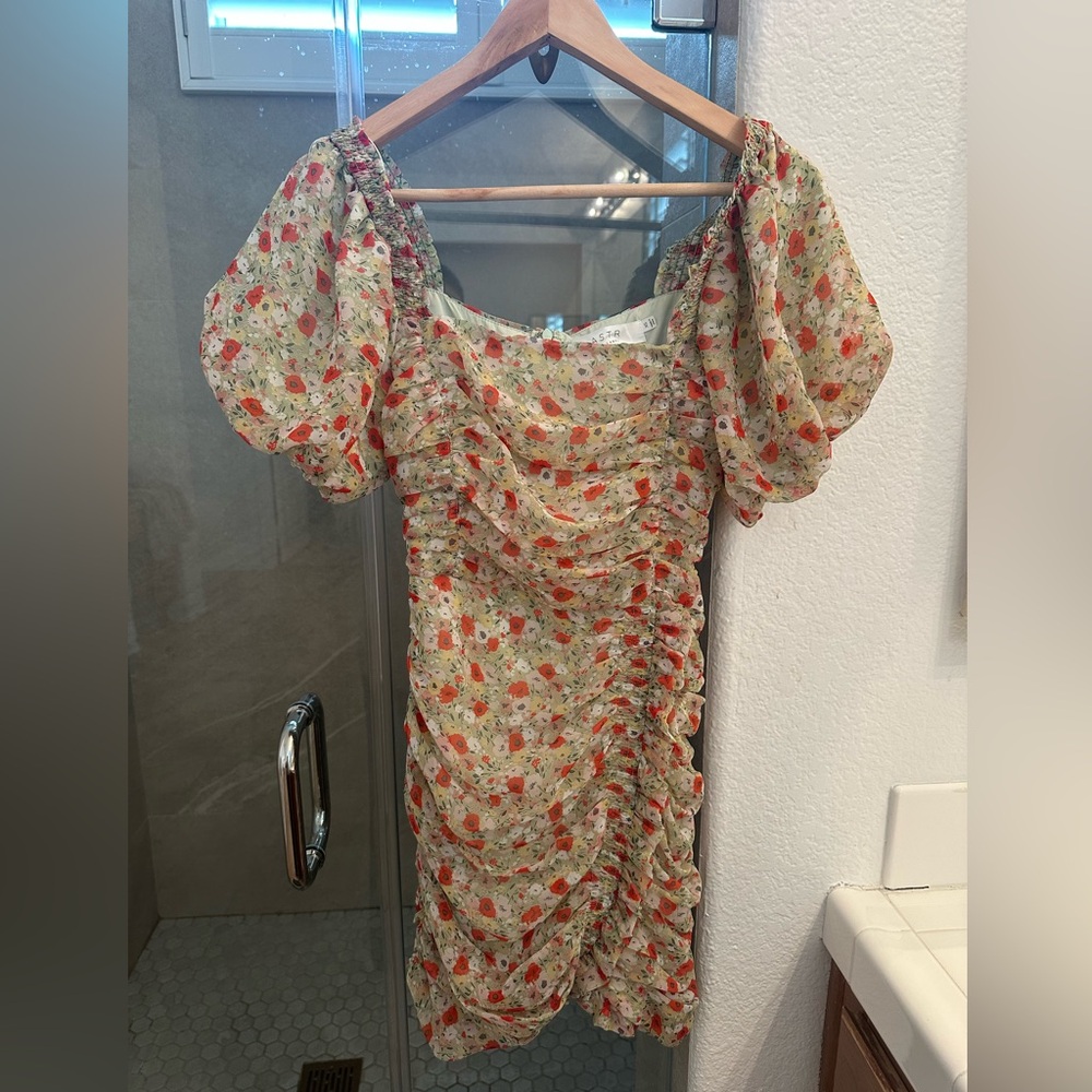 Floral Ruched Mini Dress